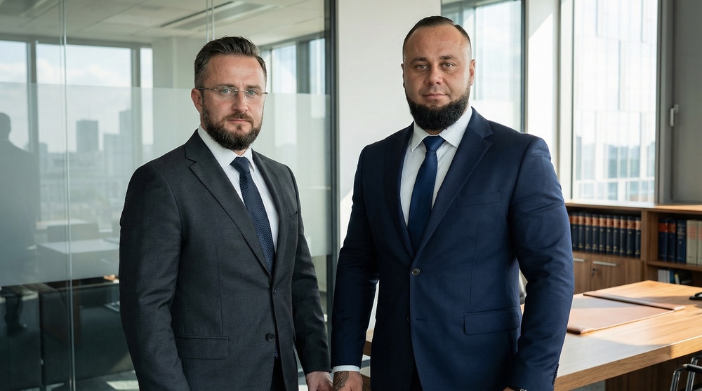Nowy trend w prawie pracy to coś czym zajmuje się Stodolski i Cegielski w swojej kancelarii. Stoją oni na zdjęciu obok siebie.