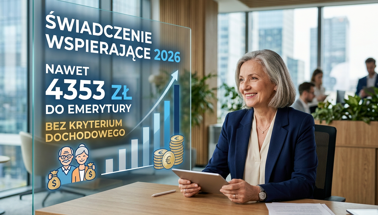 Świadczenie wspierające 2026: nawet 4353 zł do emerytury BEZ kryterium dochodowego